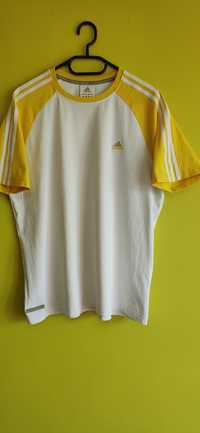 Koszulka t-shirt męski firmy Adidas premium esentials biało-żółty