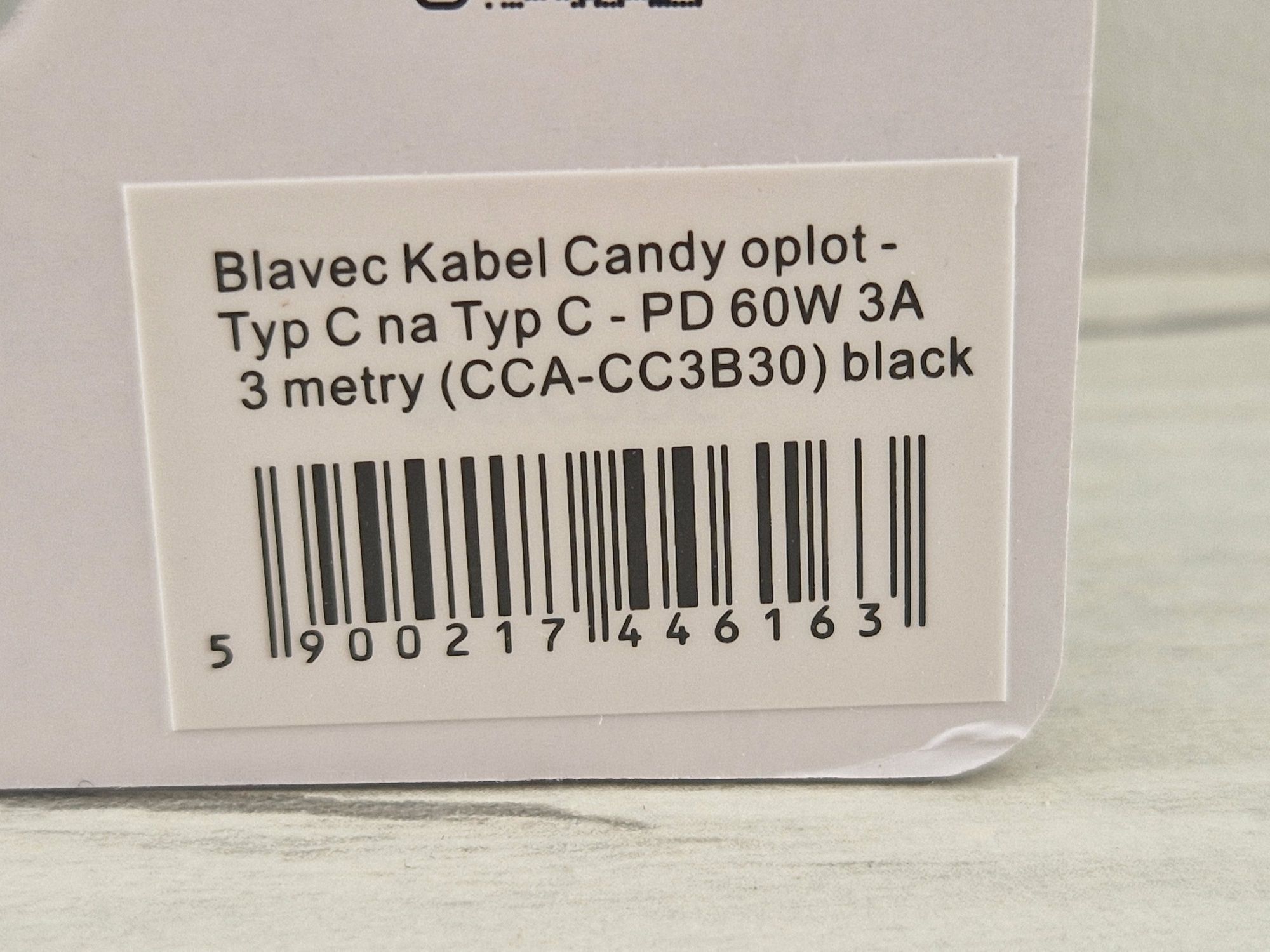Blavec Kabel Candy oplot - Typ C na Typ C - PD 60W 3A 3 metry Apple
