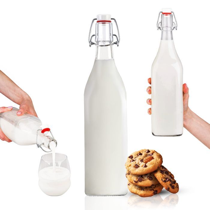 Butelka na mleko KWADRAT 1000 ml + korek mechaniczny