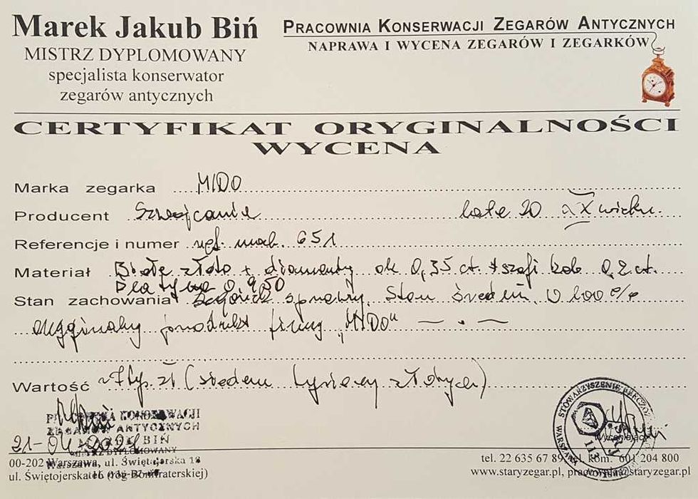 Zegarek z platyny i złota zdobiony diamentami  - lata 20-te XX wieku