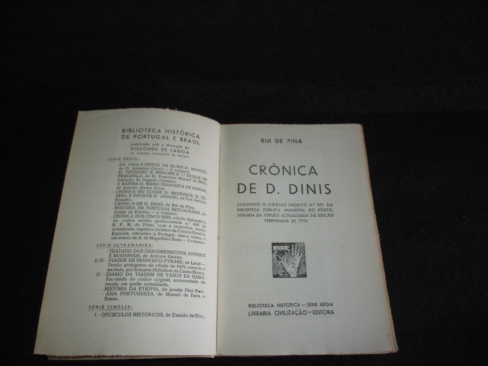 Livro Crónica de D. Dinis Rui de Pina Série Régia