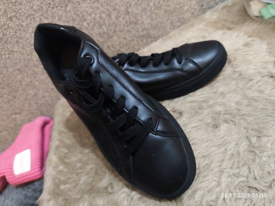 Trampki czarne imitacja skóry damskie 38