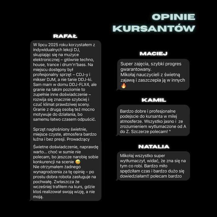 ** KURS DJ'SKI ** WARSZTATY DJ'SKIE * u mnie, lub u Ciebie*