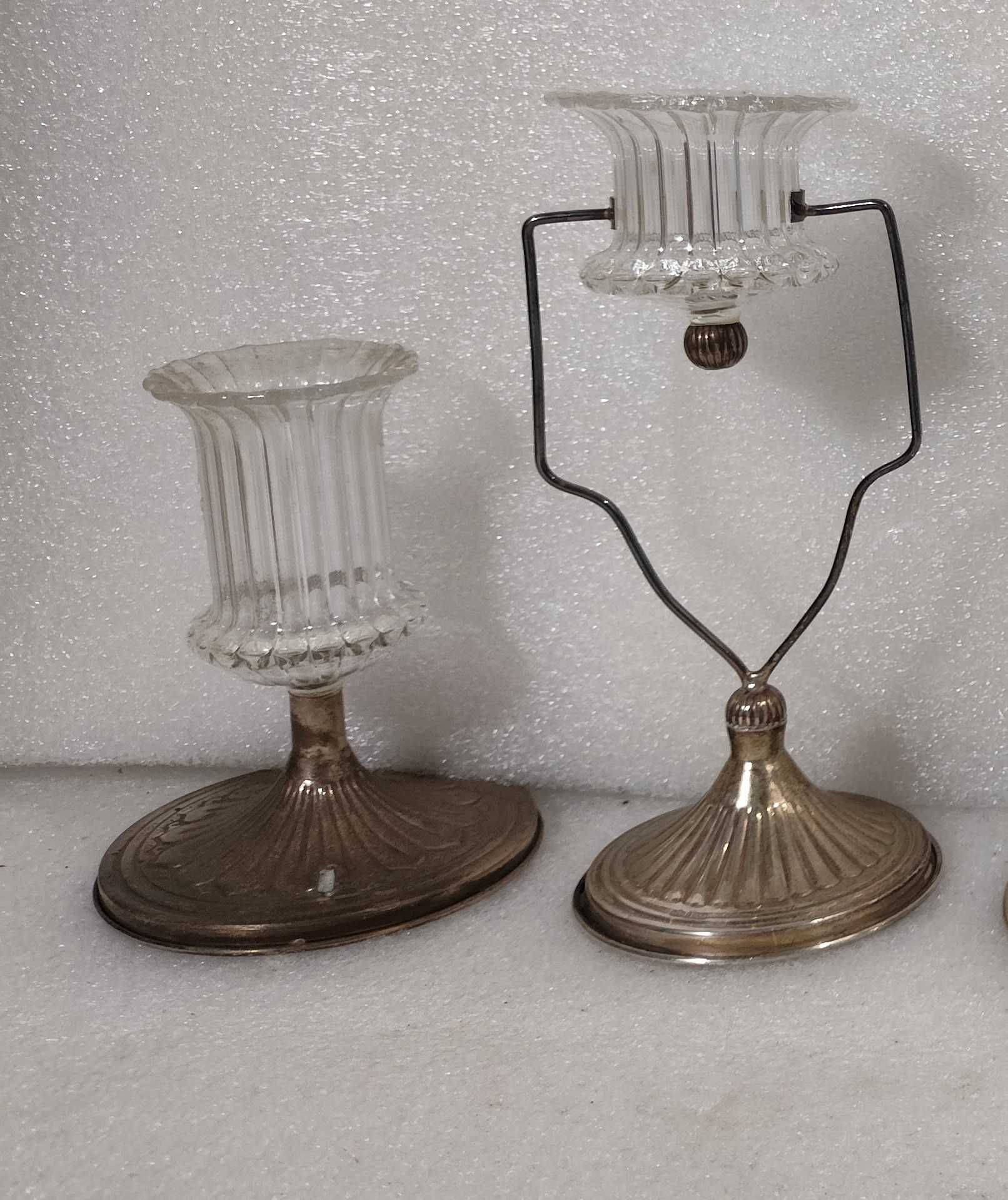 2 Solitários em vidro de murano e prata