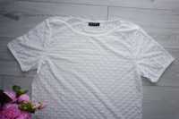 biała elegancka bluzka z fakturą~ t-shirt~ Laura Torelli r.36