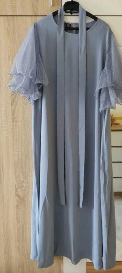 Vestido azul acinzentado de cerimónia tamanho grande