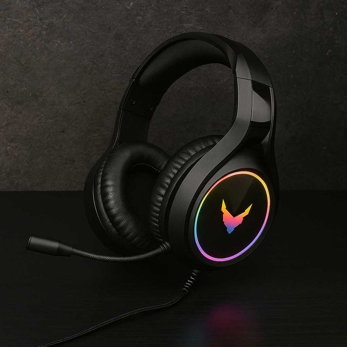 Słuchawki Gamingowe RGB LED Nauszne Przewodowe Z Mikrofonem PC PS Xbox