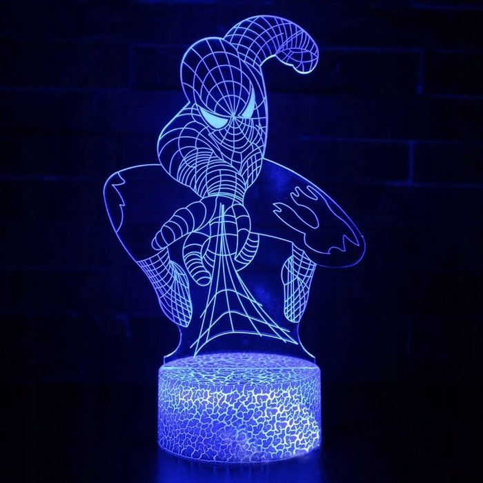 Lampka 3d Nocna Led Usb + Pilot Piłka Spider-man