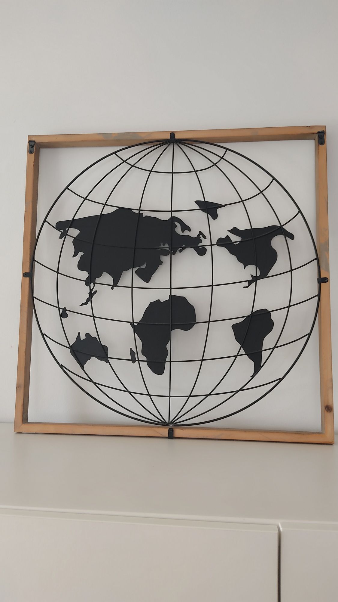 Quadro/moldura mapa mundo para decoração 60x60