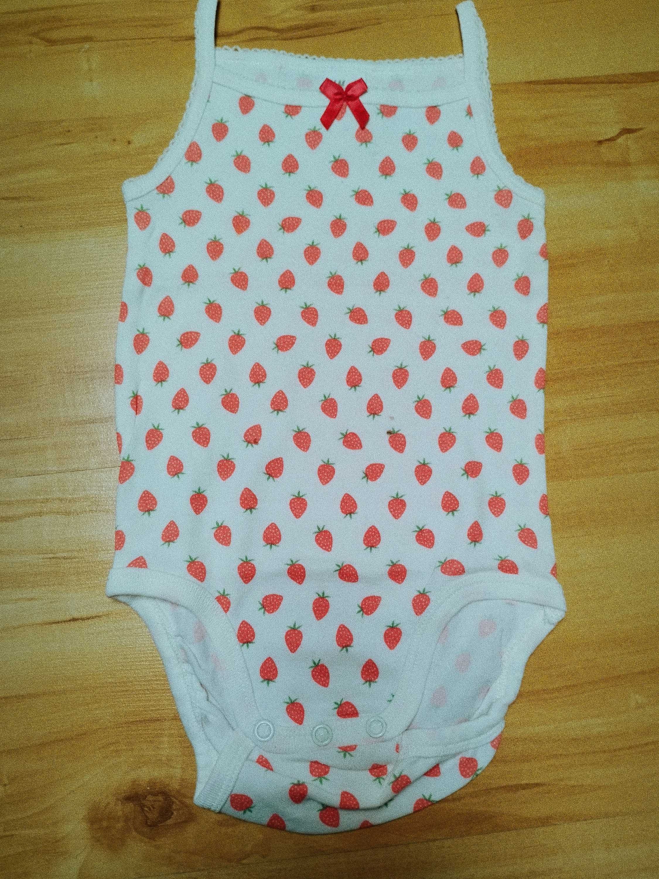 Bawełniane body 86 H&M cienkie ramiączka truskawki