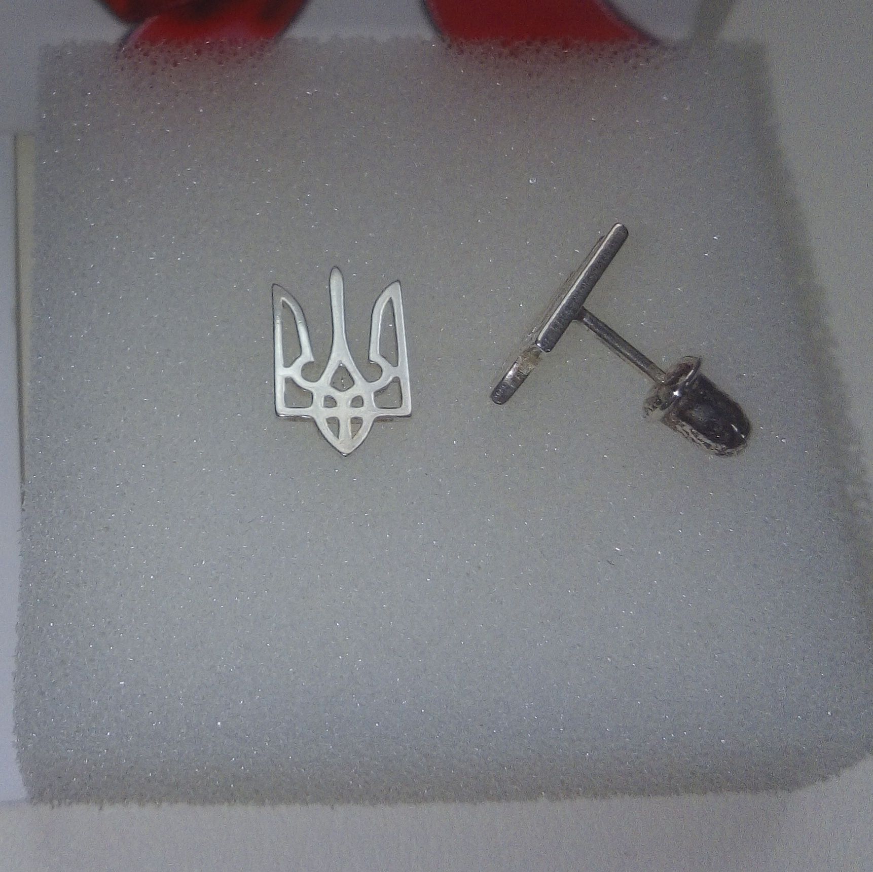 Патріотичні срібні сережки з гербом України