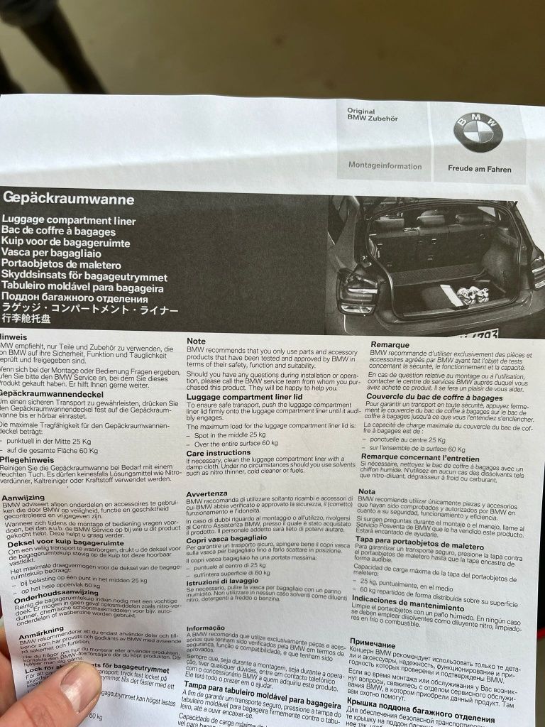 Mata, Schowek, Wanienka, wypełnienie bagaznika BMW F20