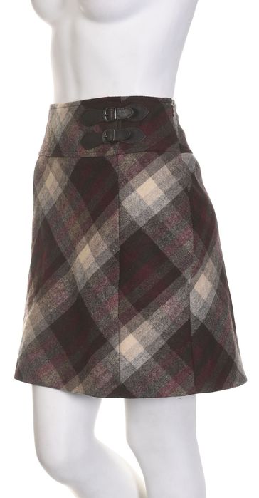 S.OLIVER ciepła brązowa spódniczka w kratkę 30% wełna r. 38