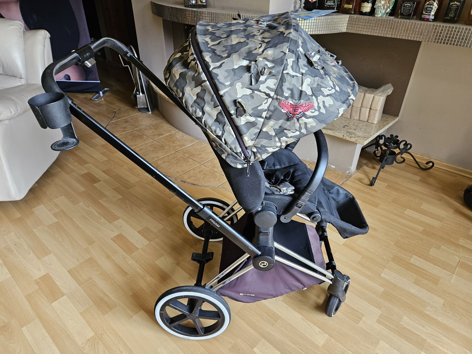 Cybex Priam Platinium Butterfly Cały zestaw 4w1 Wózek Fotelik Baza