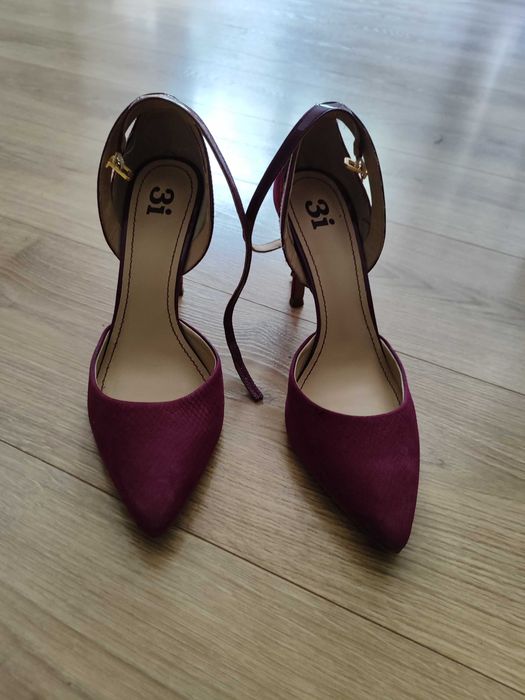 Fuksja róż szpilki damskie 38 3i jak nowe skóra