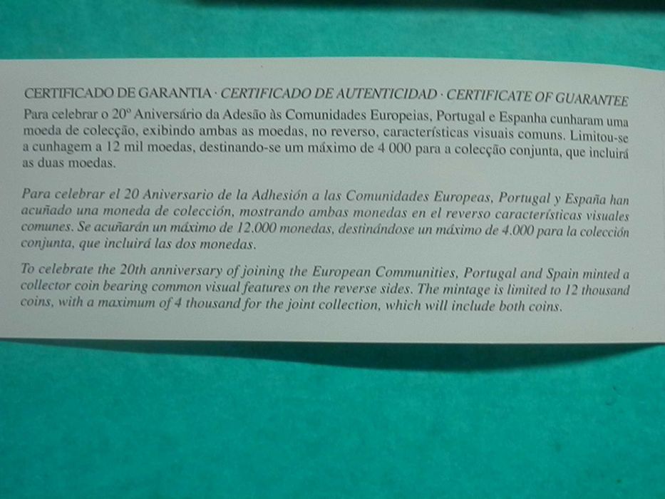 1390 - Euro: 10,00€x2 20º Aniv. adesão Portugal e Espanha, por 98,00
