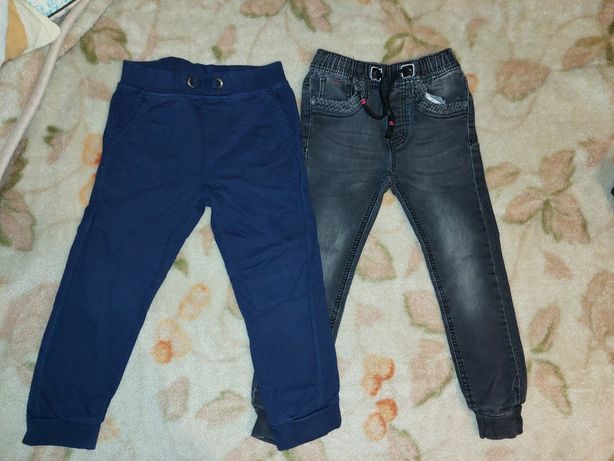 spodnie chłopięce dresowe, jeansy,rozmiar 110, 2 szt