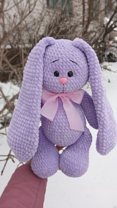 Плюшевый зайчик, зайка с длинными ушами,вязаная игрушка крюч