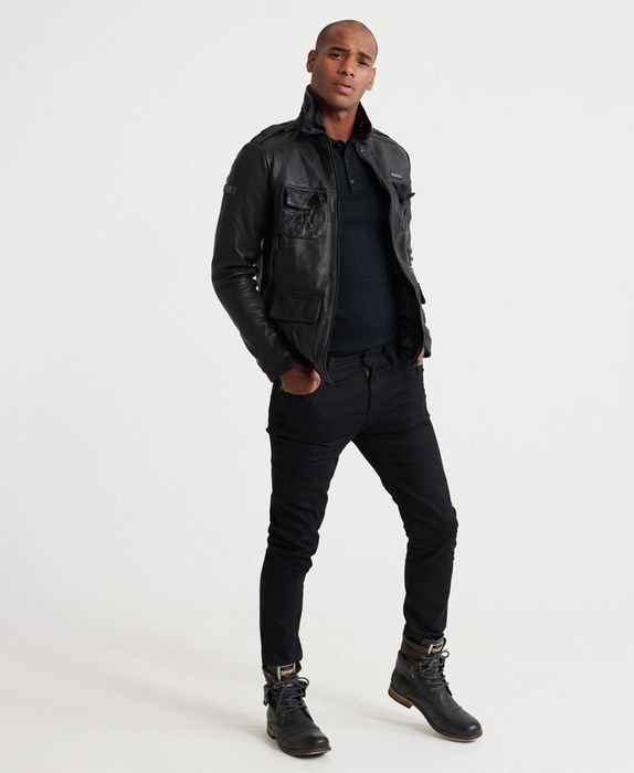 Шкіряна куртка Superdry men's icon brad leather jacket biker black