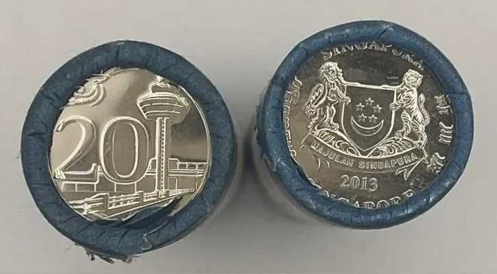 Монета Сингапур 20 центів, 2013 рік "Аеропорт Чангі" із ролу
