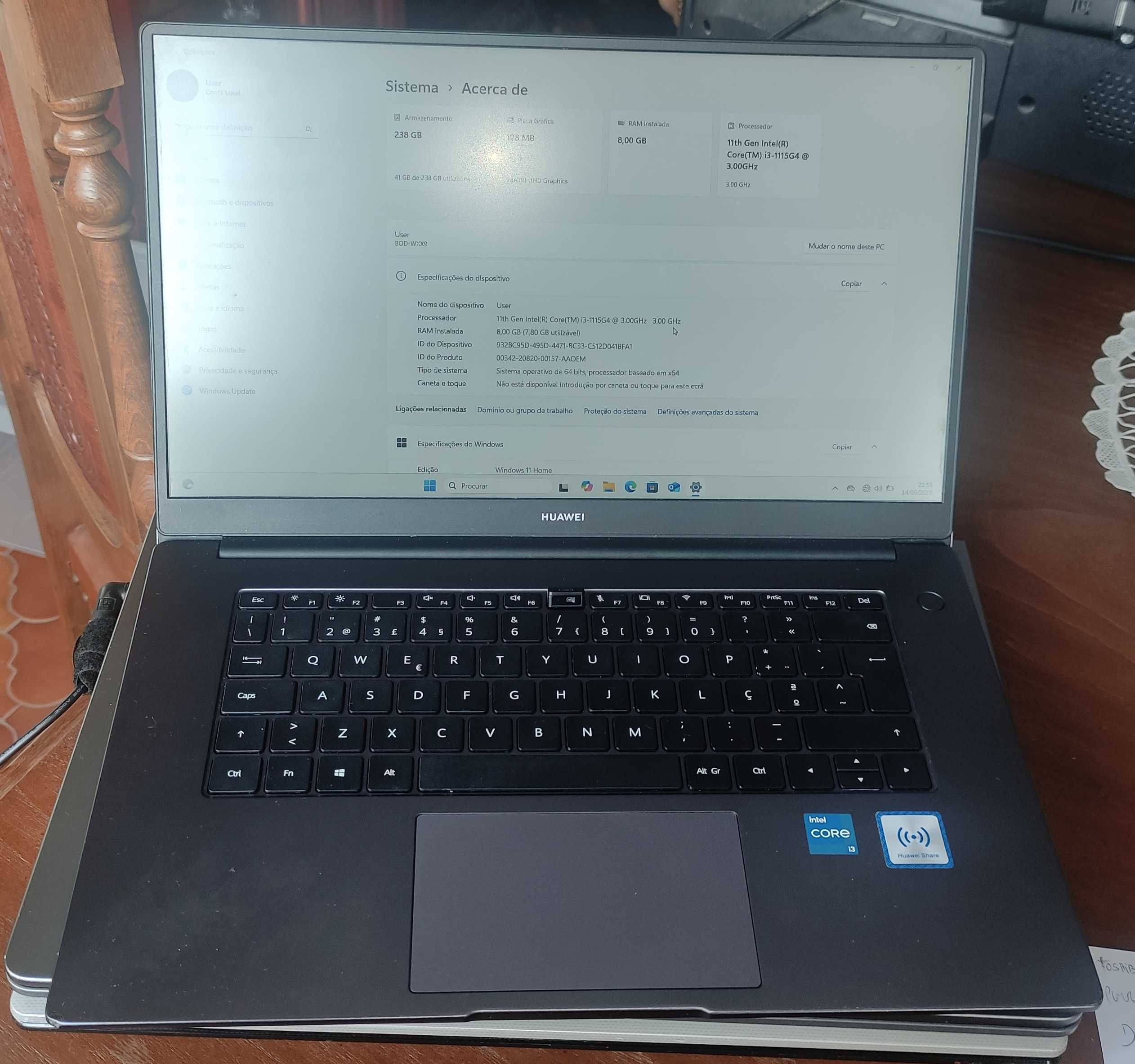 Huawei MateBook D15 |Intel i3-1115G4 3.0GHz|256GB SSD|8GB RAM|15.6 FHD