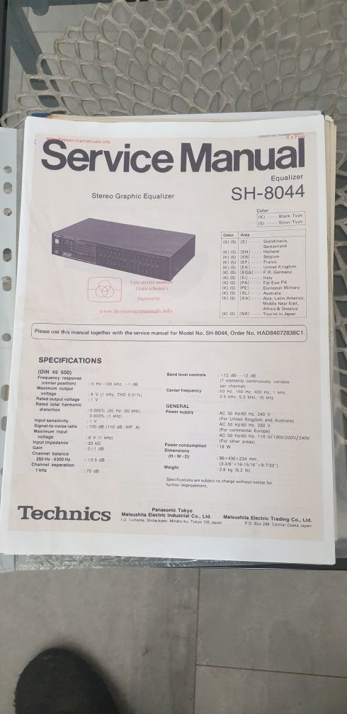 Instrukcja obsługi Technics Equalizer SH 8044