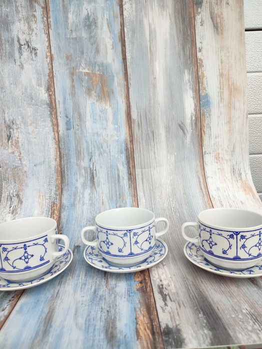 Bulionówki porcelana Jager - wzór słomkowy