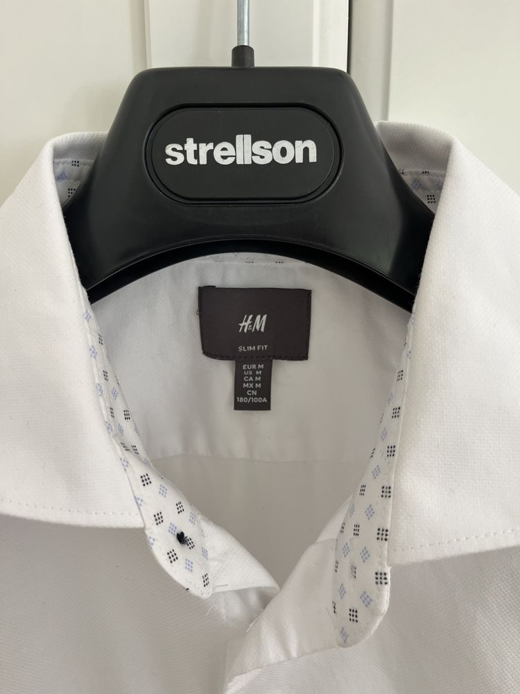 H&M biała koszula M • bawełna premium slim fit Chrzest Komunia Ślub