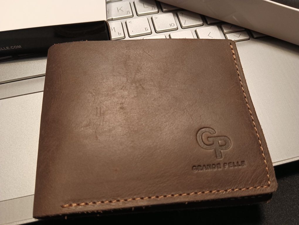 Портмоне гаманець Grande Pelle шкіра Crazy Horse шоколад