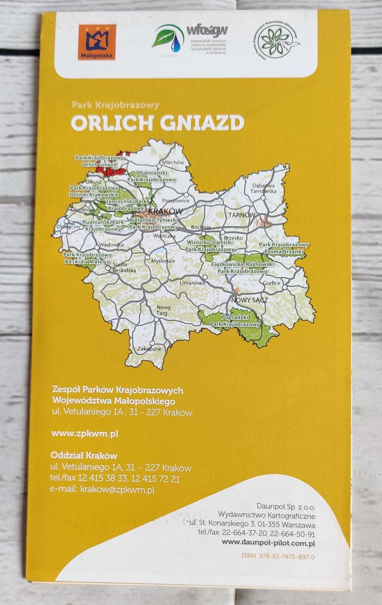 Mapa ORLICH GNIAZD Park Krajobrazowy małopolska