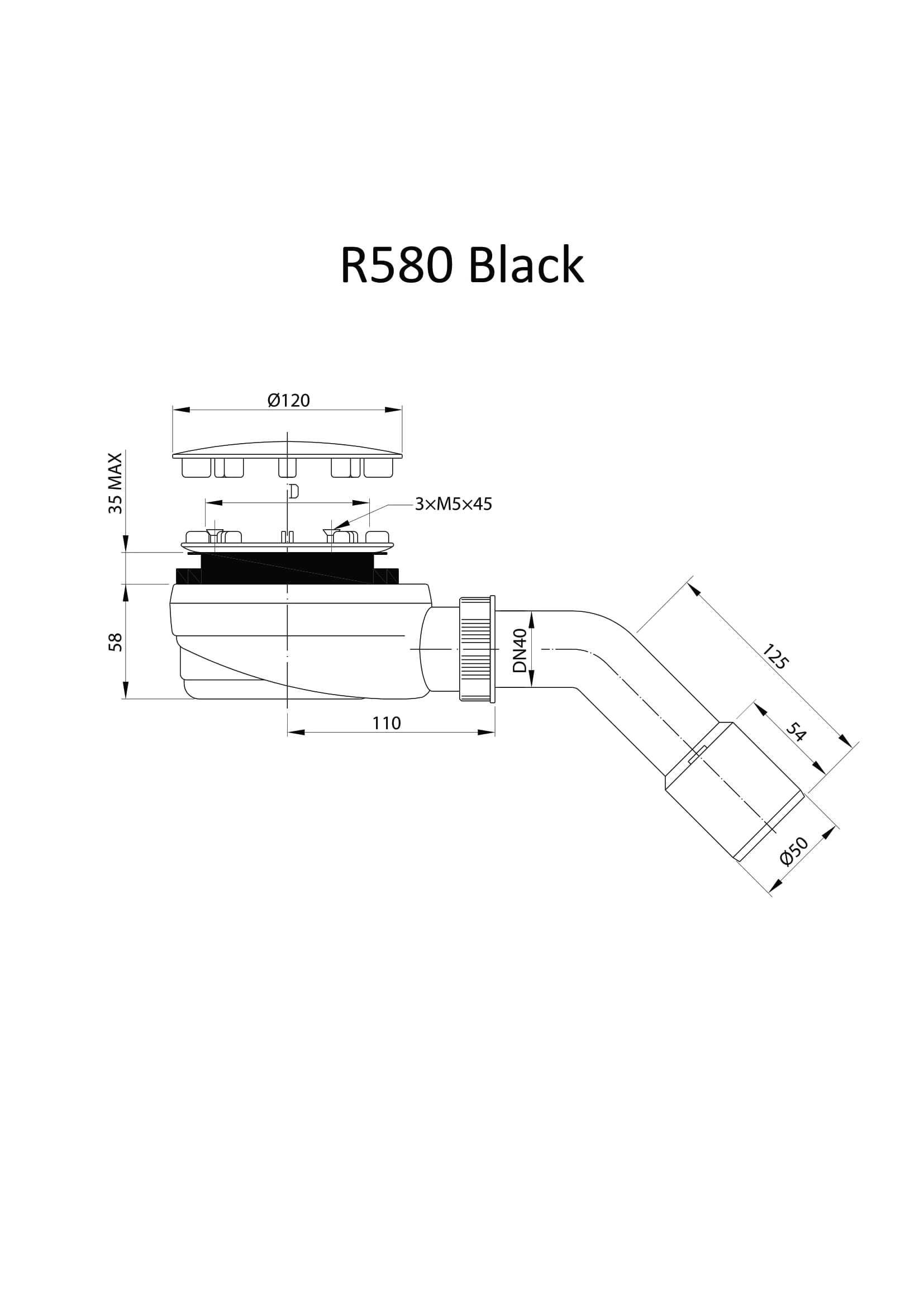 RADAWAY R580 Black Czarny syfon brodzikowy niski Lublin