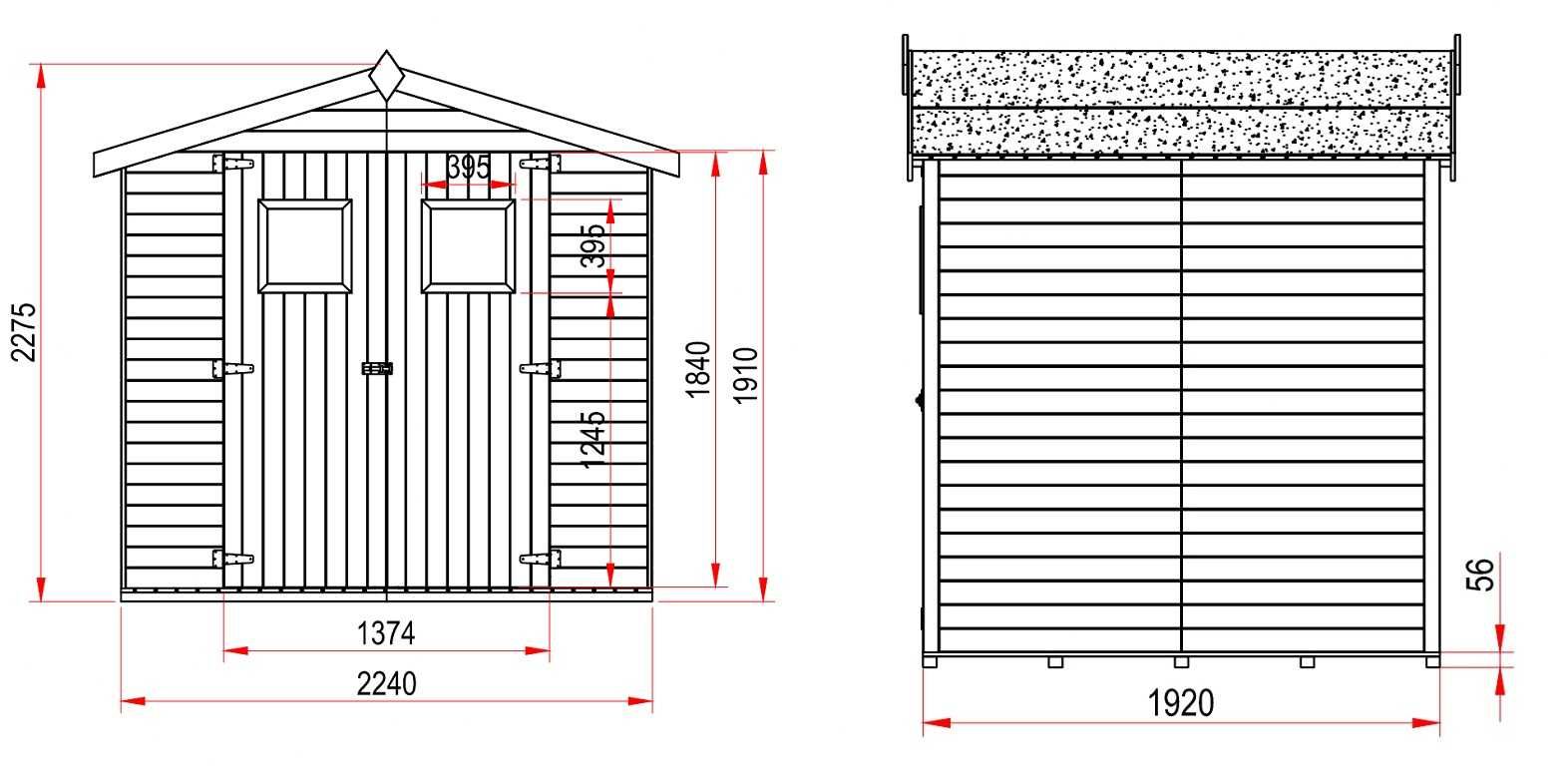 OD RĘKI domek panelowy narzędziowy świerk 2,2x1,9 2x2 podłoga