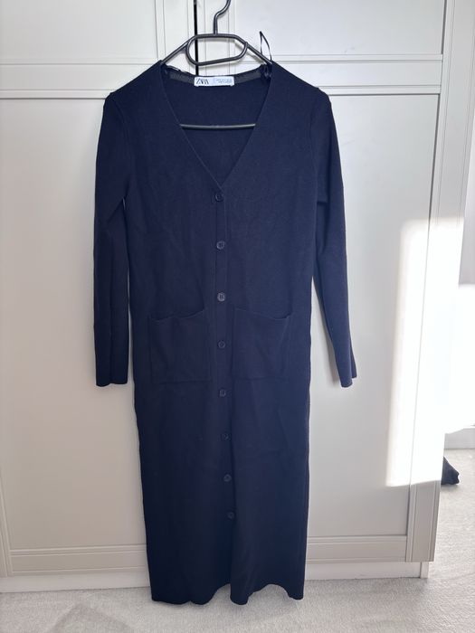 Granatowa Dzianinowa sukienka swerer Zara 36