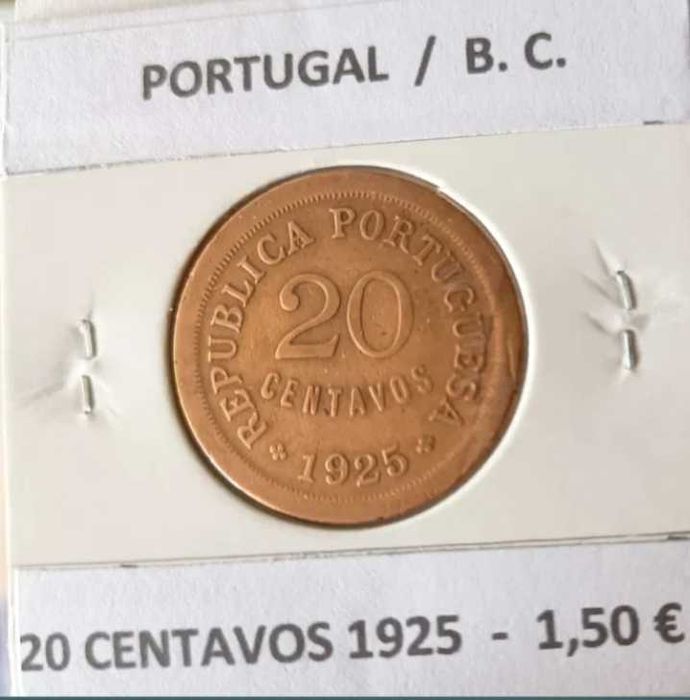 2 Moedas 20 Centavos da 1ª República Portuguesa (Emissão Anual Bronze)