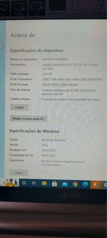 Aspire switch10 portátil / tablet