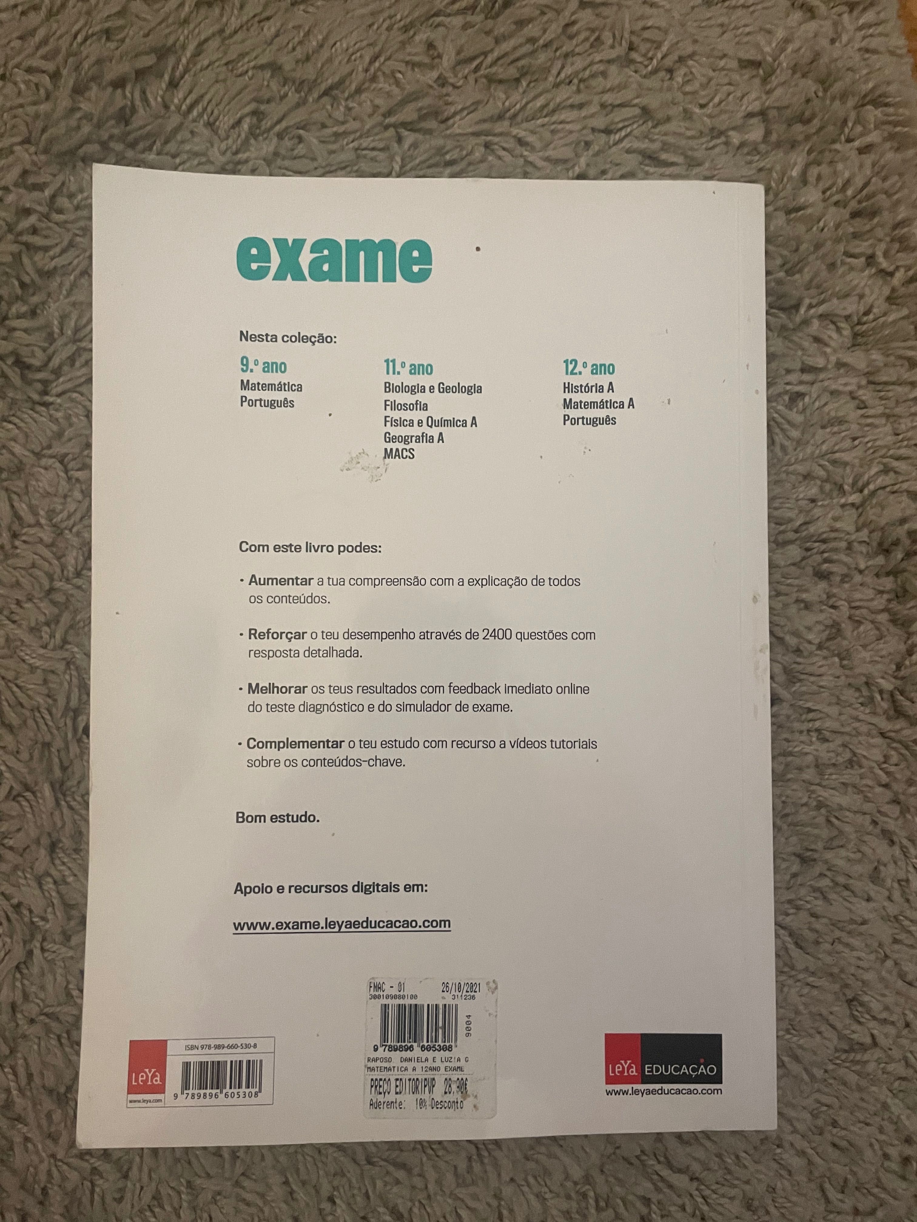 Livro de exercícios de exame Matemática A 12 ano