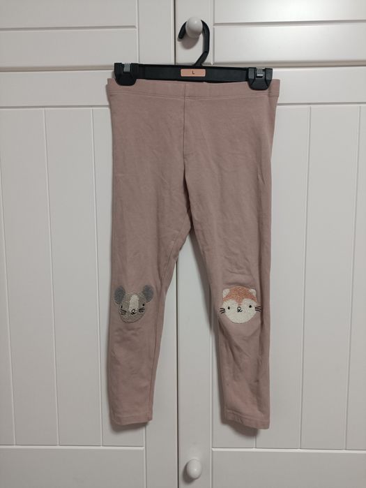 Bawełniane leginsy Next r. 122 (6-7 lat) ze zwierzątkami na kolanach