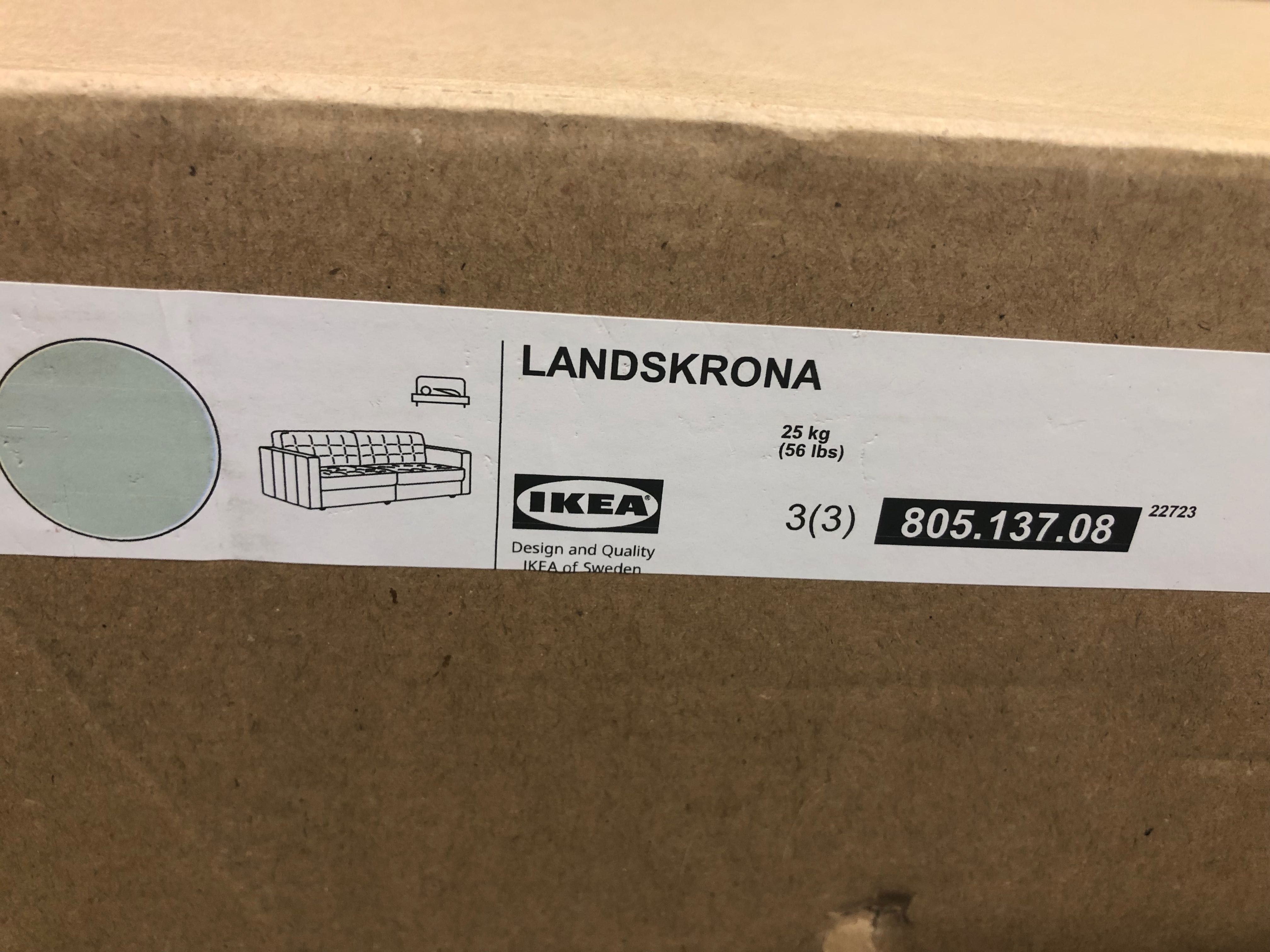 Ikea LANDSKRONA
Rozkładana sofa 3-osobowa, Gunnared jasnozielony/drew.