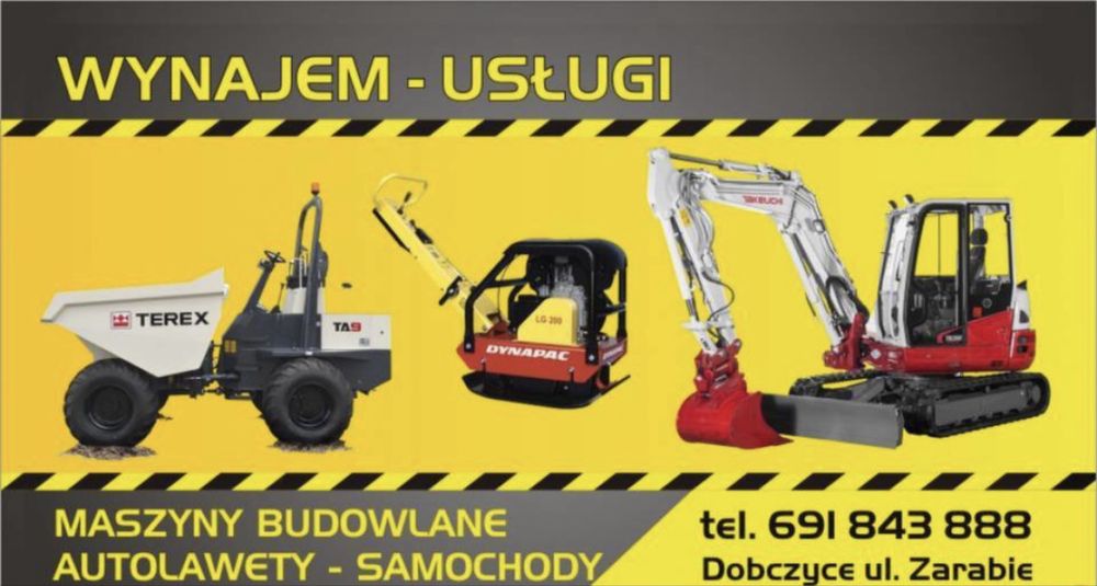 Wynajem koparki wozidla zageszczarki walec wypozyczalnia