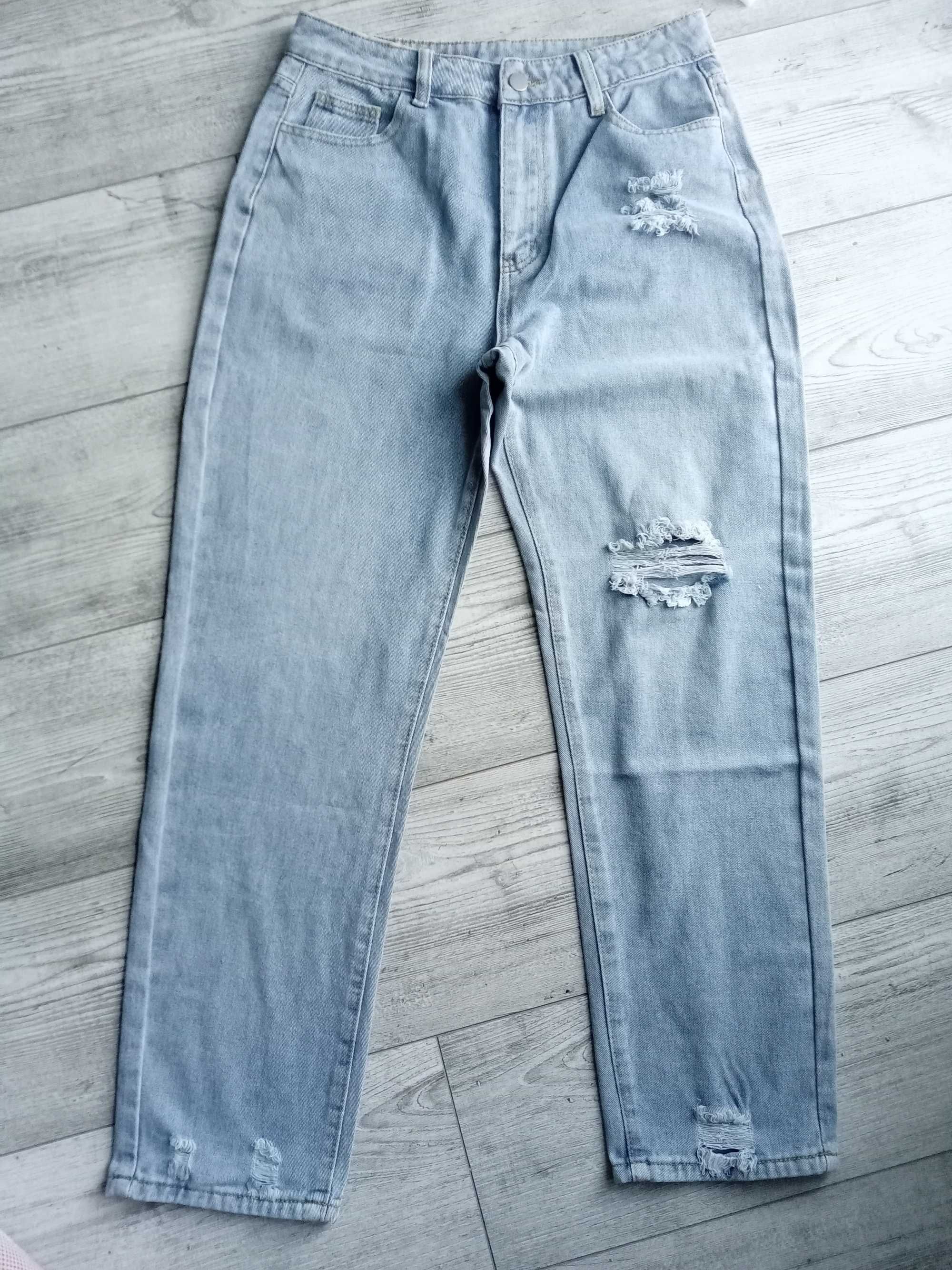 Nowe spodnie dżinsowe damskie r. L 40 szeroka nogawka