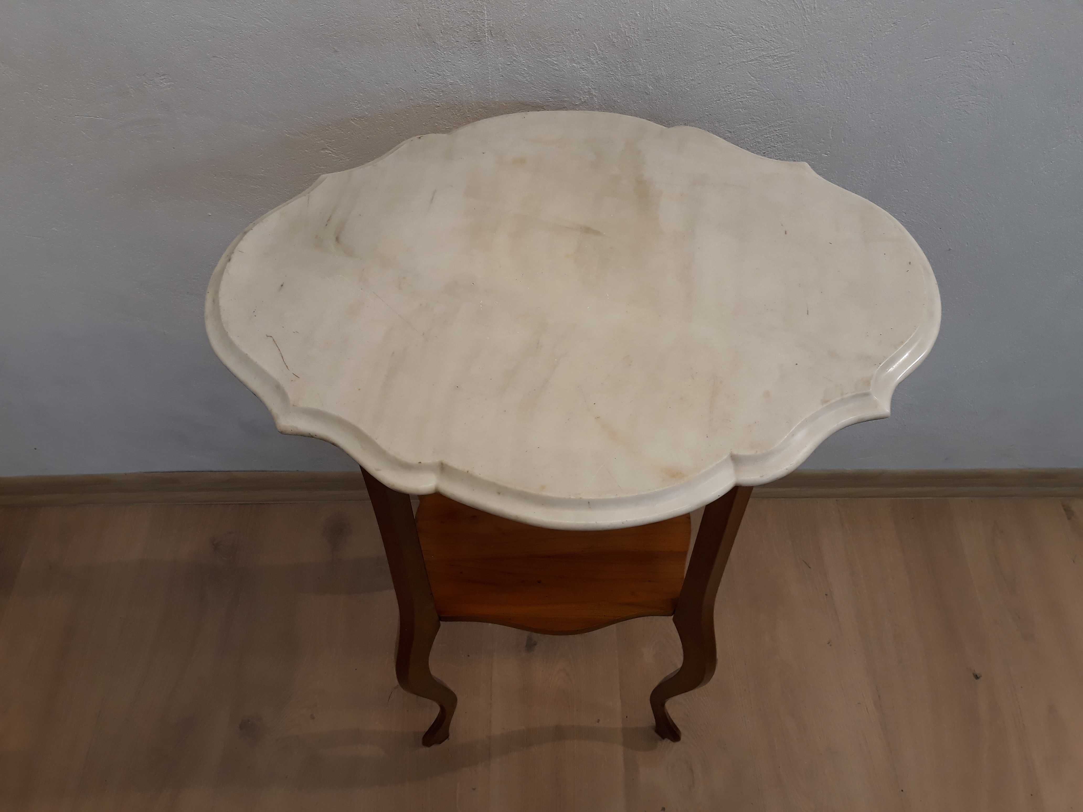 Toaletka łazienkowa szafka Biedermeier drewniana ludwik marmurowy blat