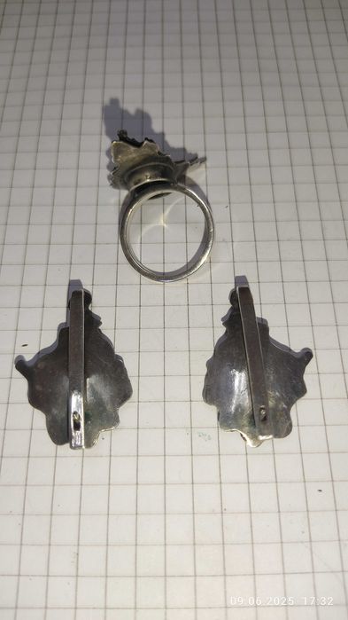 Комплект серьги и кольцо с бирюзой серебро, от про бабки