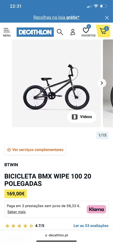 Bicicleta BMX para jovens