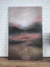 Obraz ręcznie malowany abstrakcja 125x80 duży kaszmir góry