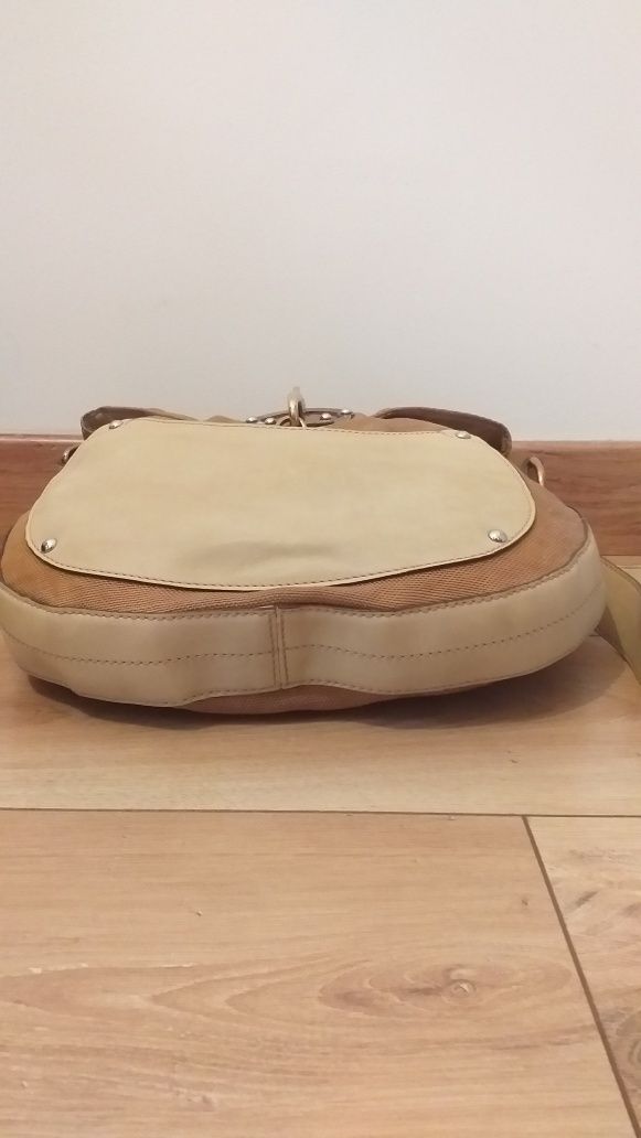 FAY PREMIUM UNIKAT oryginalna torebka len i skóra nat. crossbody worek