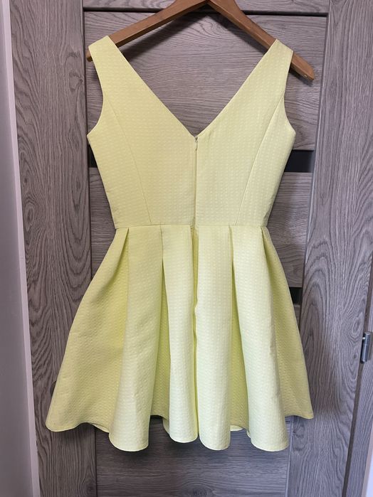 Sukienka 36, S żółta limonkowa seledynowa na wesele imprezę ozdobna