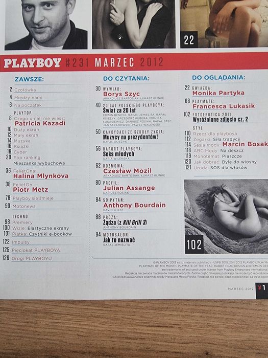 Playboy 3/2012 - Francesca Lukasik, Monika Partyka, Czesław Mozil