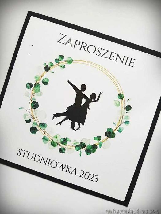 Zaproszenie na Studniówkę z kwiatami, wiankiem