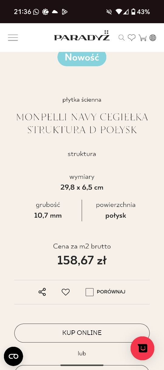 Płytki Paradyż Monpelli navy blue połysk