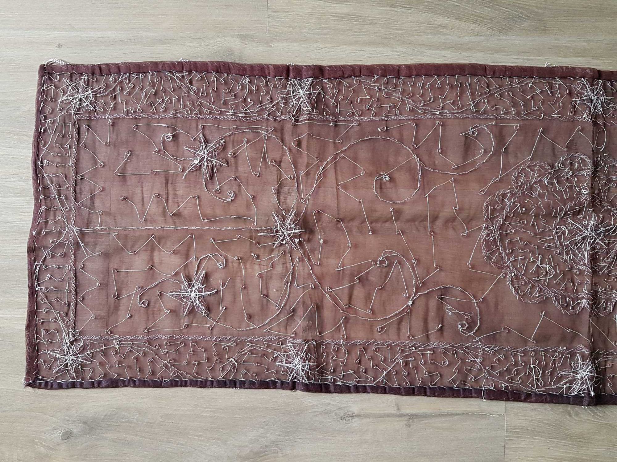 Nowy brązowy bieżnik haft ZARDOZI HAND DABKA Made In India 40x140cm